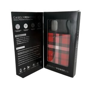 Casely Power 2.0 Battery Power Charging Case for iPhone 11 Red Black Plaid NEW